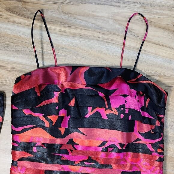 🦋JS Collections Red Floral Print Spaghetti Strap Dress & Scarf Size 4 - Picture 4 of 11